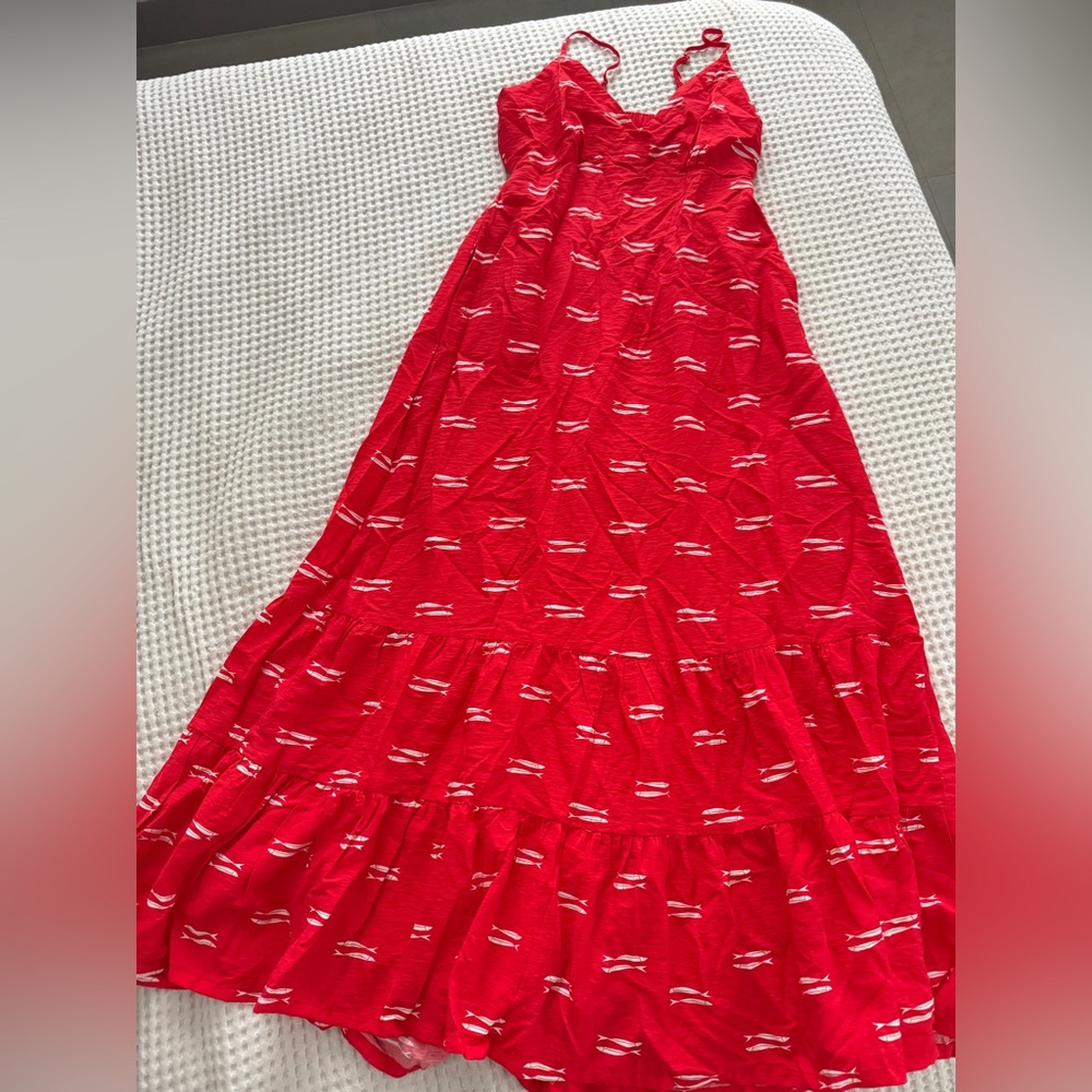 A New Day Red and White Fish Maxi Dress - NWOT szS / NWT szXL - Picture 2 of 5